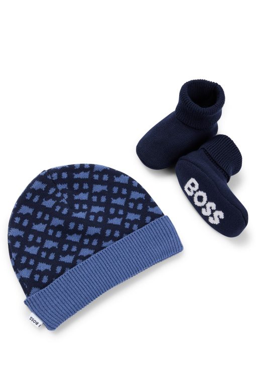 Hugo Boss-Gift-boxed hat and slipper set for babies-boss store