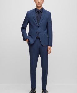 Hugo Boss Suits-Extra-slim-fit suit in checked stretch cloth-boss store near me