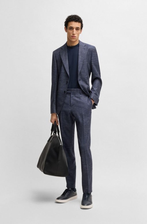 Hugo Boss-Slim-fit trousers in patterned wool-hugoboss - Image 2