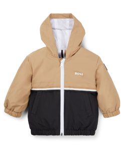 Hugo Boss-Kids’ waterproof hooded windbreaker jacket with stripes and logo-boss outlet 2