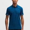 Hugo Boss Polo Shirts-Mercerized-cotton polo shirt with mixed stripes-boss outlet 4