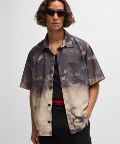 Hugo Boss Shirts-Oversize-fit shirt with tie-dye print-boss store