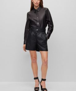 Hugo Boss-Regular-fit blouse in leather with woven details-hugo boss sale 2