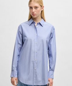 Hugo Boss Blouses-Relaxed-fit blouse in striped poplin-boss store