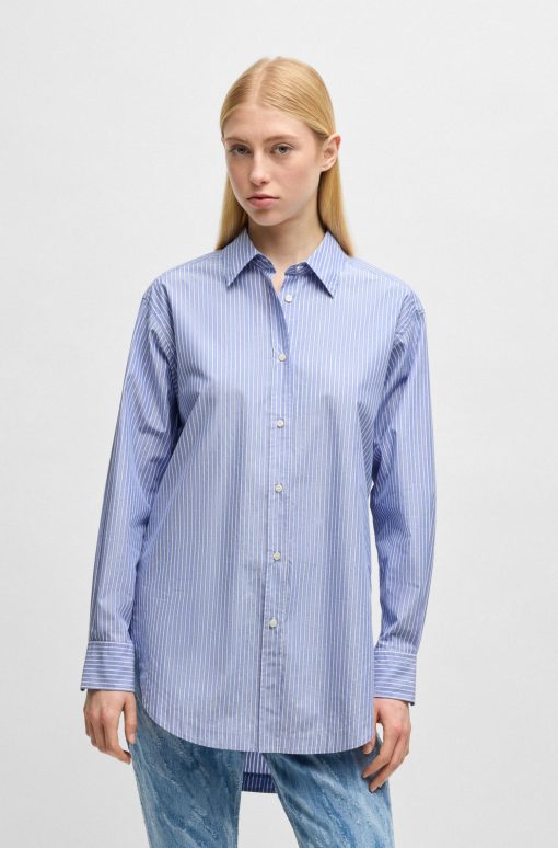 Hugo Boss Blouses-Relaxed-fit blouse in striped poplin-boss store