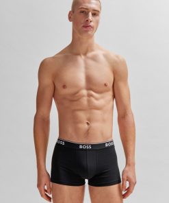 Hugo Boss Underwear-Three-pack of stretch-cotton trunks with logo waistbands-hugo boss outlet 2