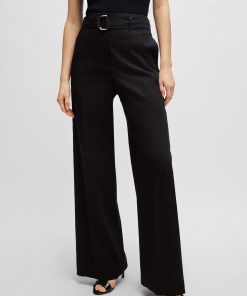 Hugo Boss Pants-Relaxed-fit trousers in a linen blend-boss store near me