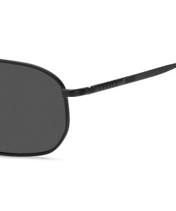 Hugo Boss Eyewear-Double-bridge sunglasses in black steel with tubular temples-hugo boss store near me 2