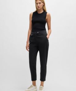 Hugo Boss-Casual trousers in stretch-cotton satin-boss store 2