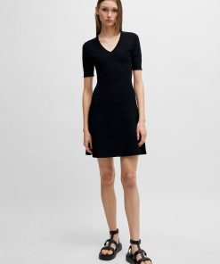 Hugo Boss Dresses-Knitted dress with mixed structures-hugo