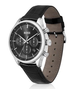 Hugo Boss Watches-Chronograph watch with crocodile leather strap-hugo 2