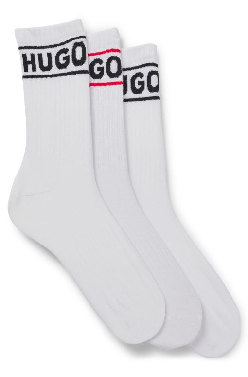 Hugo Boss Underwear, Pajamas, and Socks-Three-pack of short-length socks with logo-boss store near me