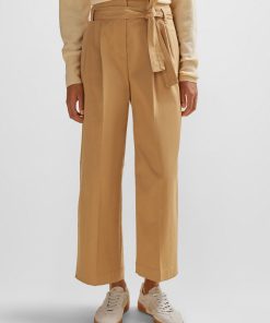 Hugo Boss Pants-Tapered-fit wide-leg trousers with fabric belt-hugo boss sale