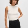 Hugo Boss-Sleeveless mock-neck top in ribbed fabric-hugo boss sale 4