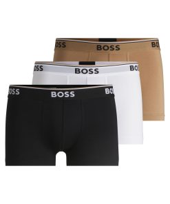 Hugo Boss Underwear-Three-pack of stretch-cotton trunks with logo waistbands-boss hugo