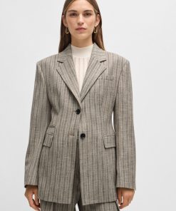 Hugo Boss Tailored Jackets-Slim-fit jacket in striped stretch cloth-hugo boss store