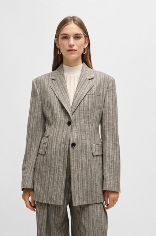 Hugo Boss Tailored Jackets-Slim-fit jacket in striped stretch cloth-hugo boss store