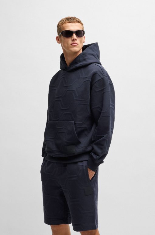 Hugo Boss Tracksuits-Relaxed-fit hoodie with hexagonal quilting-hugo boss outlet