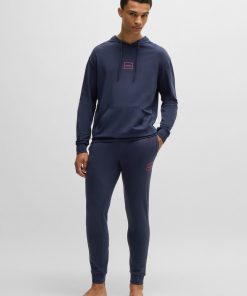 Hugo Boss Sweatshirts and Jogging Pants-Stretch-cotton relaxed-fit hoodie with logo print-boss outlet 2