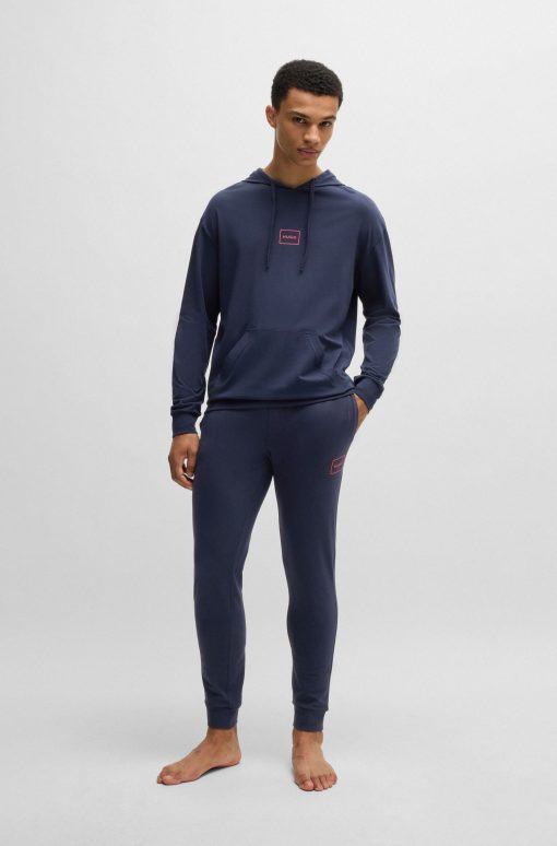 Hugo Boss Sweatshirts and Jogging Pants-Stretch-cotton relaxed-fit hoodie with logo print-boss outlet - Image 2