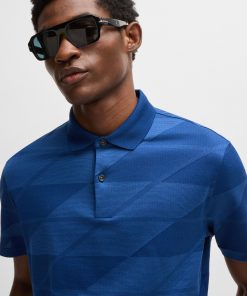 Hugo Boss Polo Shirts-Mercerized-cotton polo shirt with jacquard pattern-hugo 2