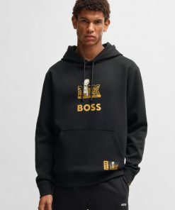 Hugo Boss Tracksuits-BOSS x NFL stretch hoodie with gold-tone artwork-boss store