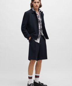 Hugo Boss Sport Coats-Slim-fit jacket in structured super-flex seersucker-hugo boss near me 2