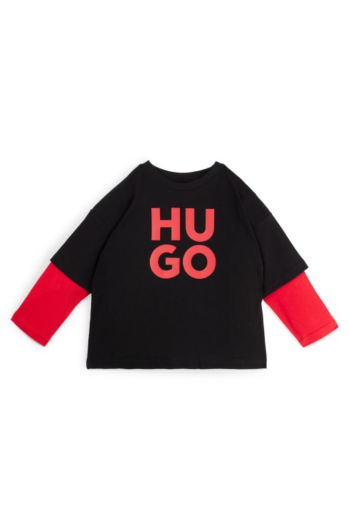 Hugo Boss-Kids' two-in-one T-shirt with stacked logo print-boss store