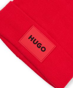 Hugo Boss-Kids’ beanie hat with red logo label-hugo by hugo boss 2