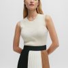 Hugo Boss Tops-Sleeveless knitted top with ribbed structure-hugo by hugo boss 4