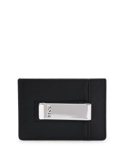 Hugo Boss Wallets and Key Rings-Grained faux-leather card holder with money clip-hugo boss near me 2