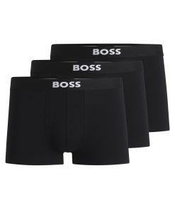 Hugo Boss Underwear-Three-pack of stretch-cotton trunks with logo waistbands-boss outlet