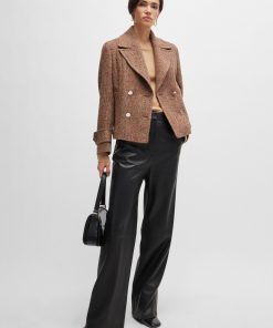 Hugo Boss-Leather trousers with paneled leg detail-hugo boss store near me 2