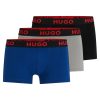 Hugo Boss Underwear-Two-pack of cotton trunks with metallic branded waistbands-hugoboss 3