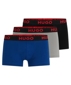 Hugo Boss Underwear-Three-pack of stretch-jersey trunks with logo waistbands-hugo boss store near me