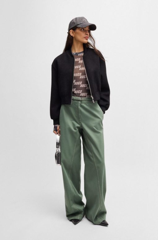 Hugo Boss-Regular-fit wide-leg trousers in cotton twill-hugo boss sale - Image 2