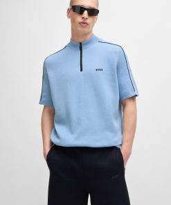 Hugo Boss-Jacquard sweater with tonal stripe logo artwork-boss store near me