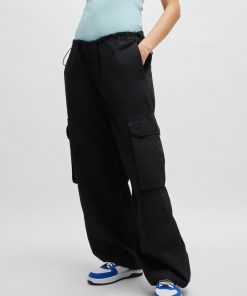 Hugo Boss-Oversize-fit parachute trousers in cotton poplin-boss hugo