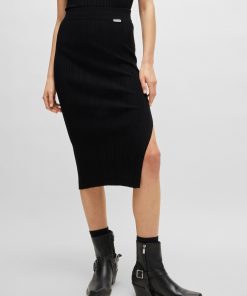 Hugo Boss Skirts-Midi tube skirt in irregular-rib crepe-hugo boss store near me