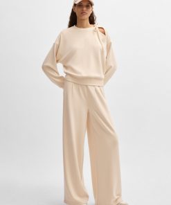 Hugo Boss-Wide-leg tracksuit bottoms with pleat details-hugo boss near me 2