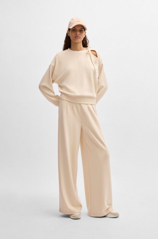 Hugo Boss-Wide-leg tracksuit bottoms with pleat details-hugo boss near me - Image 2