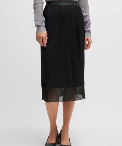 Hugo Boss Skirts-Stretch-tulle skirt with wavy plissé pleats-boss near me