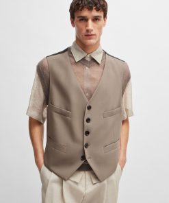 Hugo Boss-Five-button waistcoat in stretch wool and adjustable strap-hugo boss sale