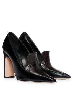 Hugo Boss Pumps-Leather pumps with croc-effect trim-hugo