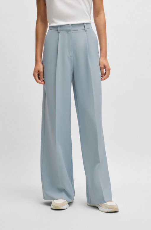 Hugo Boss Pants-Wide-leg trousers in stretch fabric-boss outlet