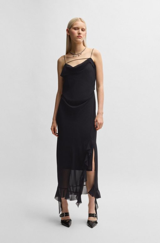 Hugo Boss Dresses-Cowl-neck regular-fit dress with ruffle trim-boss near me - Image 2