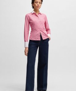 Hugo Boss Blouses-Slim-fit blouse in striped cotton poplin-hugo boss outlet 2