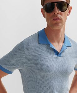 Hugo Boss Polo Shirts-Open-collar polo shirt in cotton and cashmere-hugo boss store 2