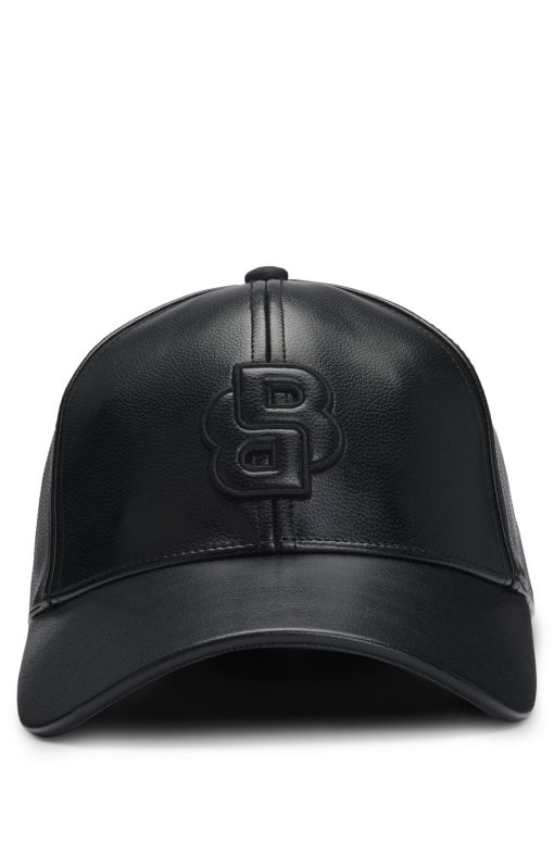 Hugo Boss Hats and Gloves-Faux-leather cap with Double B monogram-hugoboss - Image 2