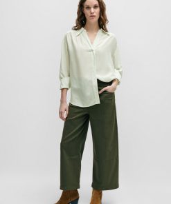 Hugo Boss Blouses-Relaxed-fit blouse with concealed placket and point collar-boss store 2